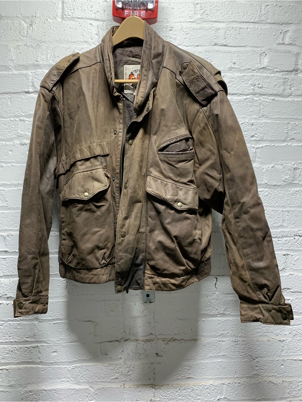 Vintage Global Identity G-III 90s Brown Leather Bomber Jacket Mens L Lined